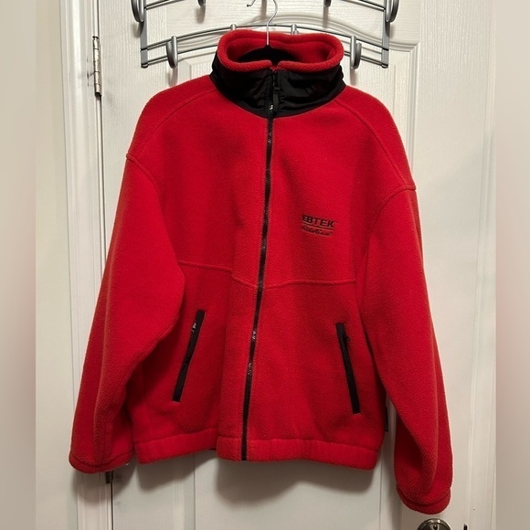 Vintage Eddie Bauer EBTEK Fleece full Zip Up Jacket Red Men’s Small - Picture 1 of 16